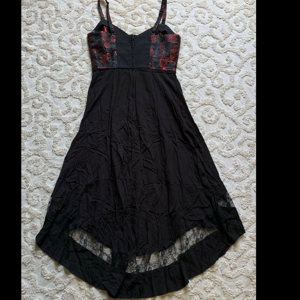 Royal Bones Red Black Rose Dress medium - Picture 3 of 15